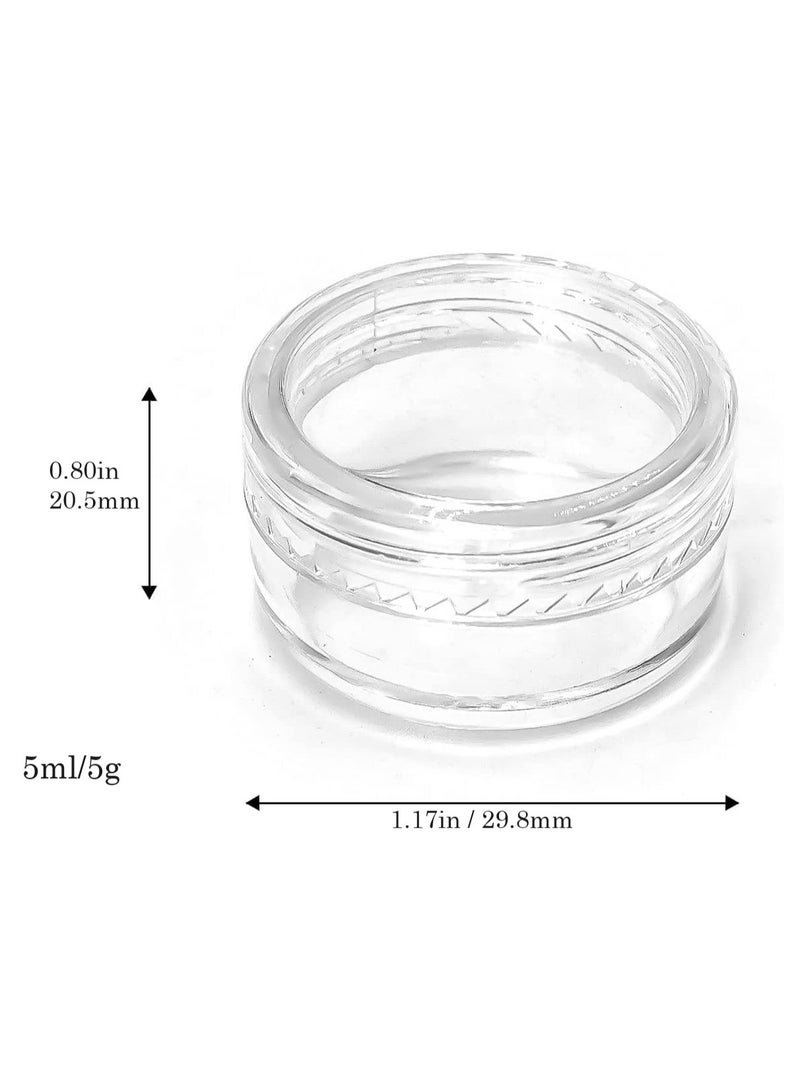 HOME ZONE 25 New Empty Acrylic Clear Round Jars - BPA Free Containers for Cosmetic Lotion Cream Makeup Bead Eye shadow Rhinestone Samples Pot 5g/5ml Clear Lid - Image 2