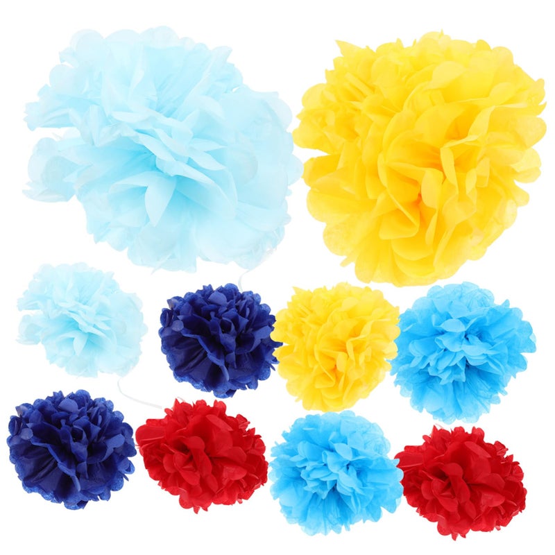 Colorful Tissue Paper Pom Poms Flowers For Wedding Birthday Party Decorations 10 Pack - Image 2