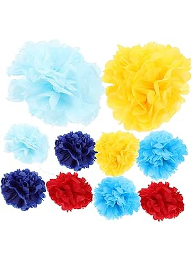 Colorful Tissue Paper Pom Poms Flowers For Wedding Birthday Party Decorations 10 Pack - Image 1