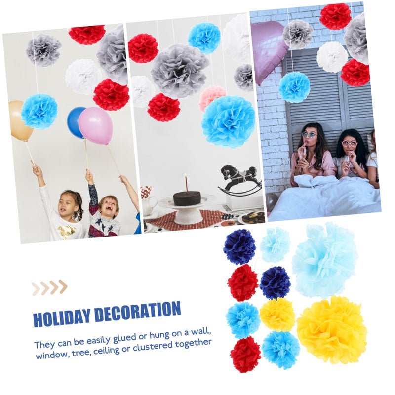 Colorful Tissue Paper Pom Poms Flowers For Wedding Birthday Party Decorations 10 Pack - Image 3