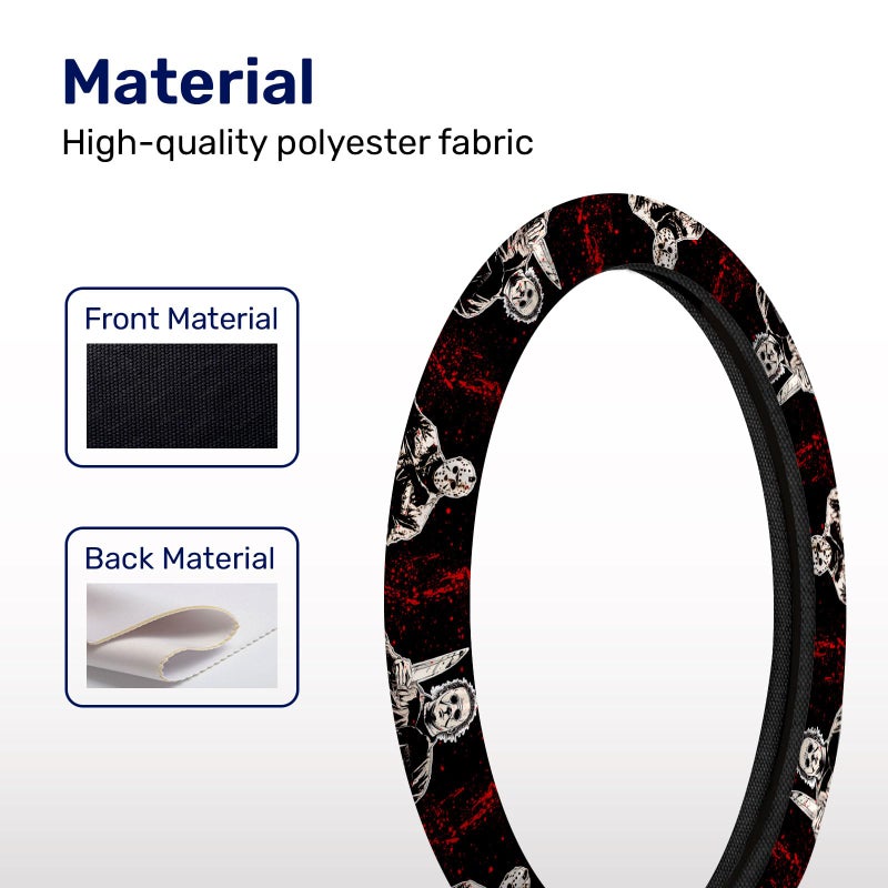 GENANY Horror Movie Characters Spring Steering Wheel Cover, Non-Slip Neoprene Car Steering Wheel Cover, Breathable Steering Wheel Covers, Sweat-Absorbing Accessories, Spring Auto Gifts - Image 3