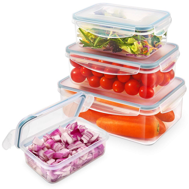 YASHE Food Storage Containers Plastic Food Containers with Lids Airtight Meal Prep Sets LeakProof Stackable BPA Free 4pcs Rectangular