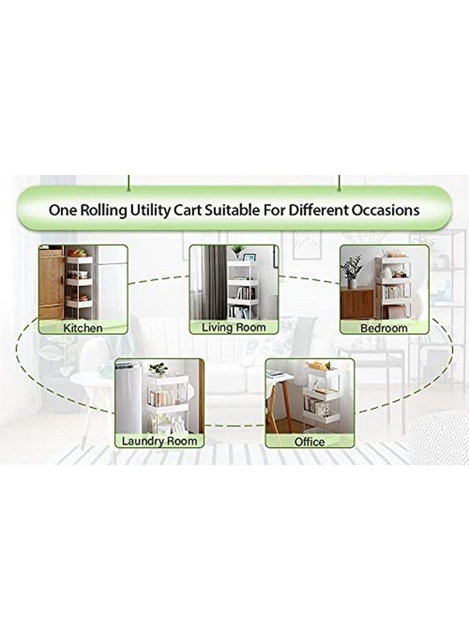 HOME CUBE ABS Plastic 3 Layer , Rolling Utility Cart Slide Out , Narrow Kitchen Storage Trolley Rack Storage Organizer with Caster Wheels - White - Image 3