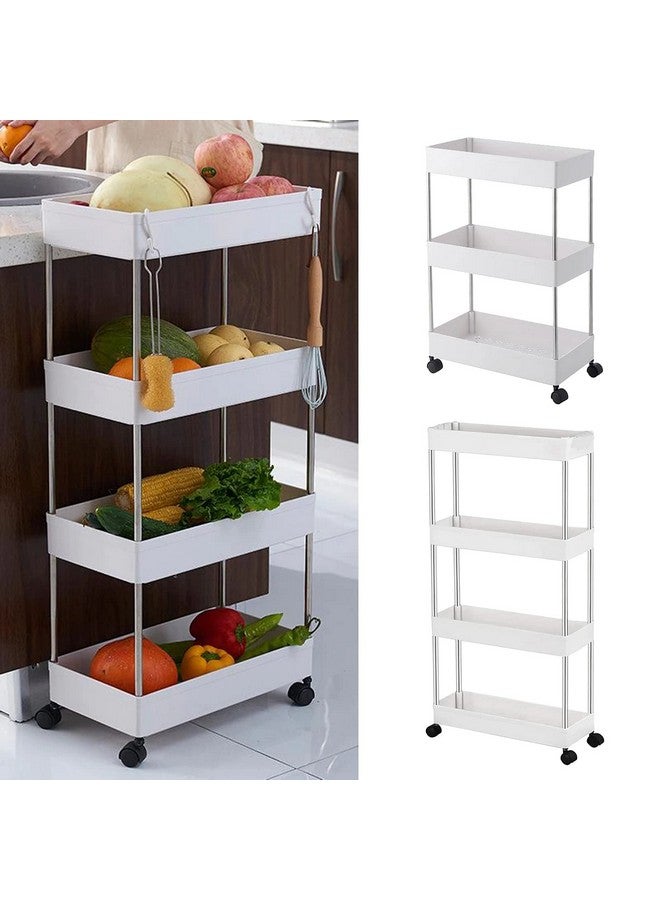 HOME CUBE ABS Plastic 3 Layer , Rolling Utility Cart Slide Out , Narrow Kitchen Storage Trolley Rack Storage Organizer with Caster Wheels - White - Image 4