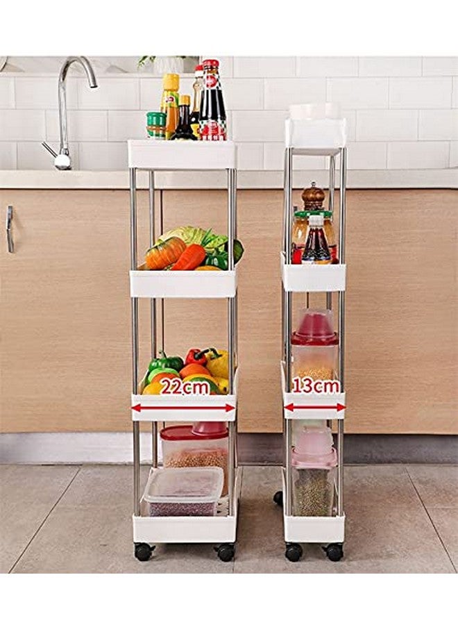 HOME CUBE ABS Plastic 3 Layer , Rolling Utility Cart Slide Out , Narrow Kitchen Storage Trolley Rack Storage Organizer with Caster Wheels - White - Image 5