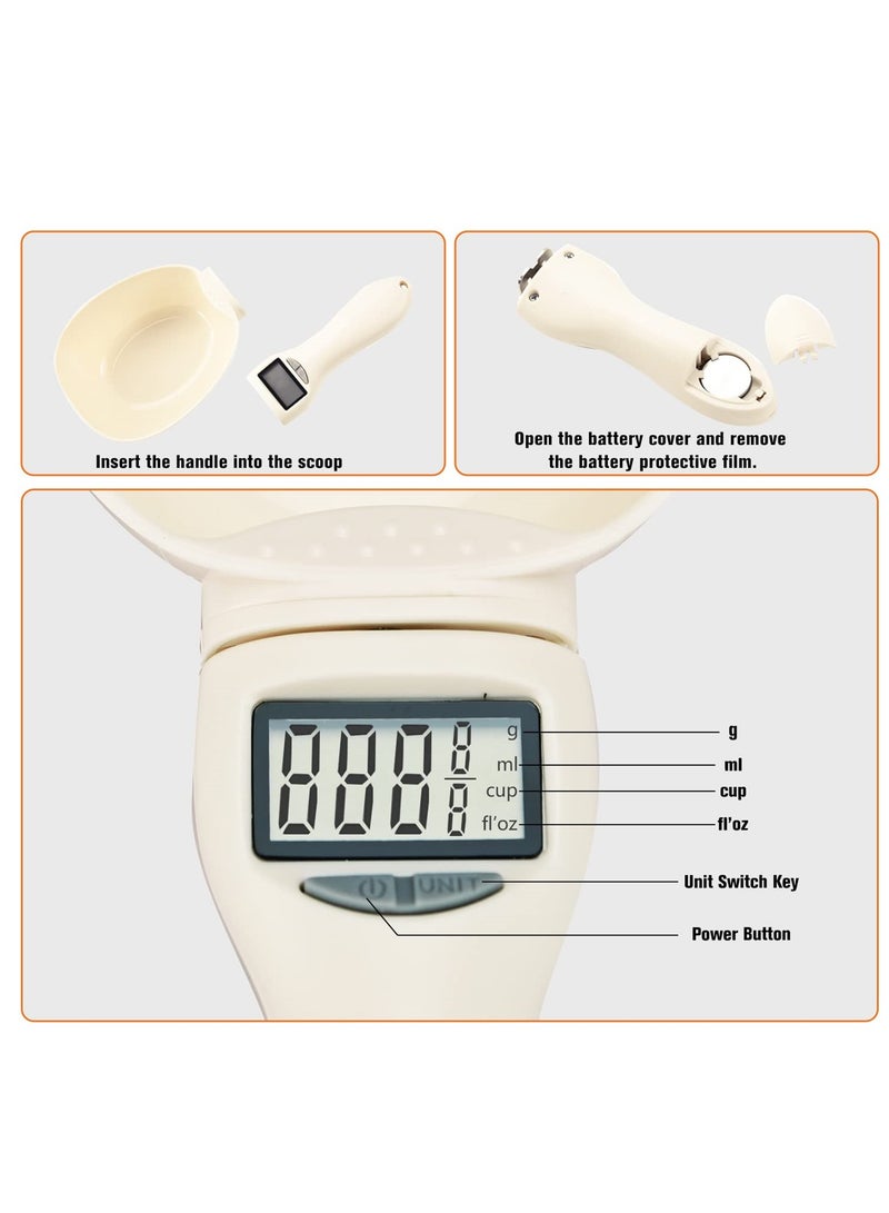 SYOSI Digital Pet Food Measuring Scoop Scale, Precise Scooper for Dogs and Cats, Measures Liquid and Dry Items, Max 800g - Image 3