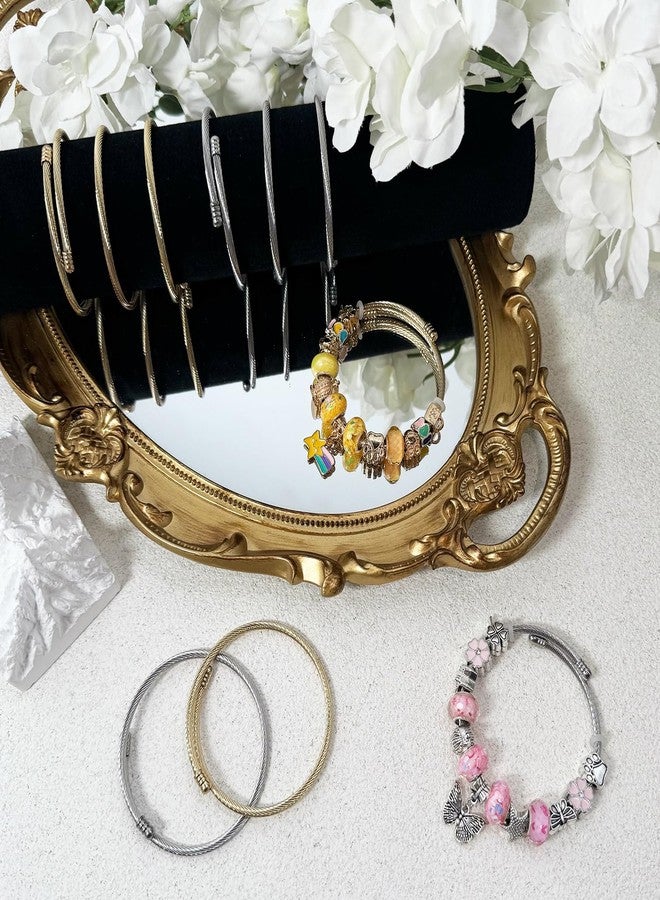 Exway 10 Pcs Elastic Charm Bracelet Chain Stainless Steel Cable Wire Twisted Cuff Bangle Bracelet Gold and Sliver Charm Bracelets Kit for Crafts DIY Women Jewelry Making - Image 3