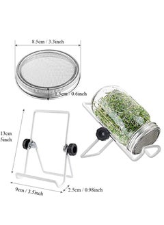 KASTWAVE 2 PCS Sprouting Jar Lid with 2 PCS Sprouting Stands in Stainless Steel Germinator Set to Grow Your Own Sprouts Bean Salad (White)  - Image 2