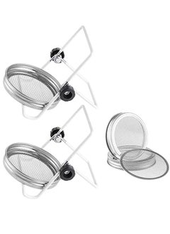 KASTWAVE 2 PCS Sprouting Jar Lid with 2 PCS Sprouting Stands in Stainless Steel Germinator Set to Grow Your Own Sprouts Bean Salad (White)  - Image 1