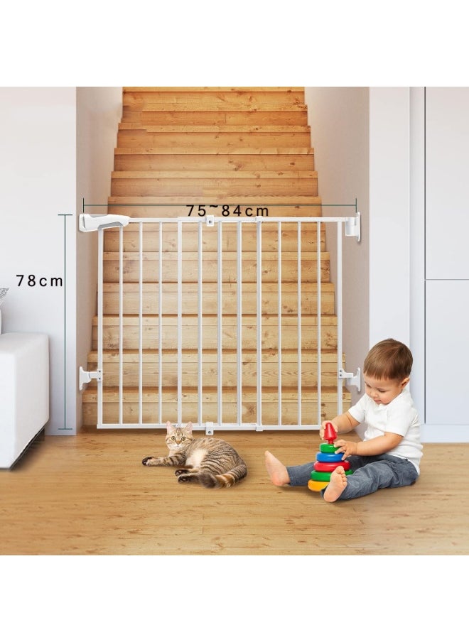 CityRiya-Long Baby Gate, Safety Baby Gate for Stairs, 75~84 cm Extra Wide Child Gate, Wide Walk Thru Baby Gate, Toddler Safety Fence, Auto Close Dog Gate for Doorways, Pet Gates for Dogs  - Image 5