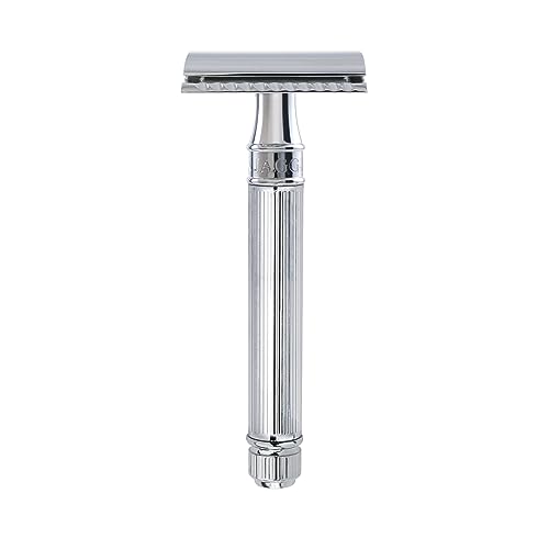 Edwin Jagger DE89LBLAMZ Classic Double Edge Manual Eco-Friendly and Reusable Safety Razor for Men and Women for Shaving Cream or Soap (Lined) - Image 1