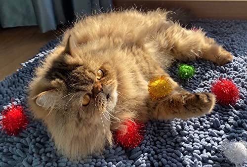 RIMOBUL Cat Balls, 20PCS Cat Ball Toys Assorted Color Cat Toys for Indoor Cats Kitten Sparkle Balls Cat's Favorite Toy Tinsel Pom Pom Glitter Balls - Image 4