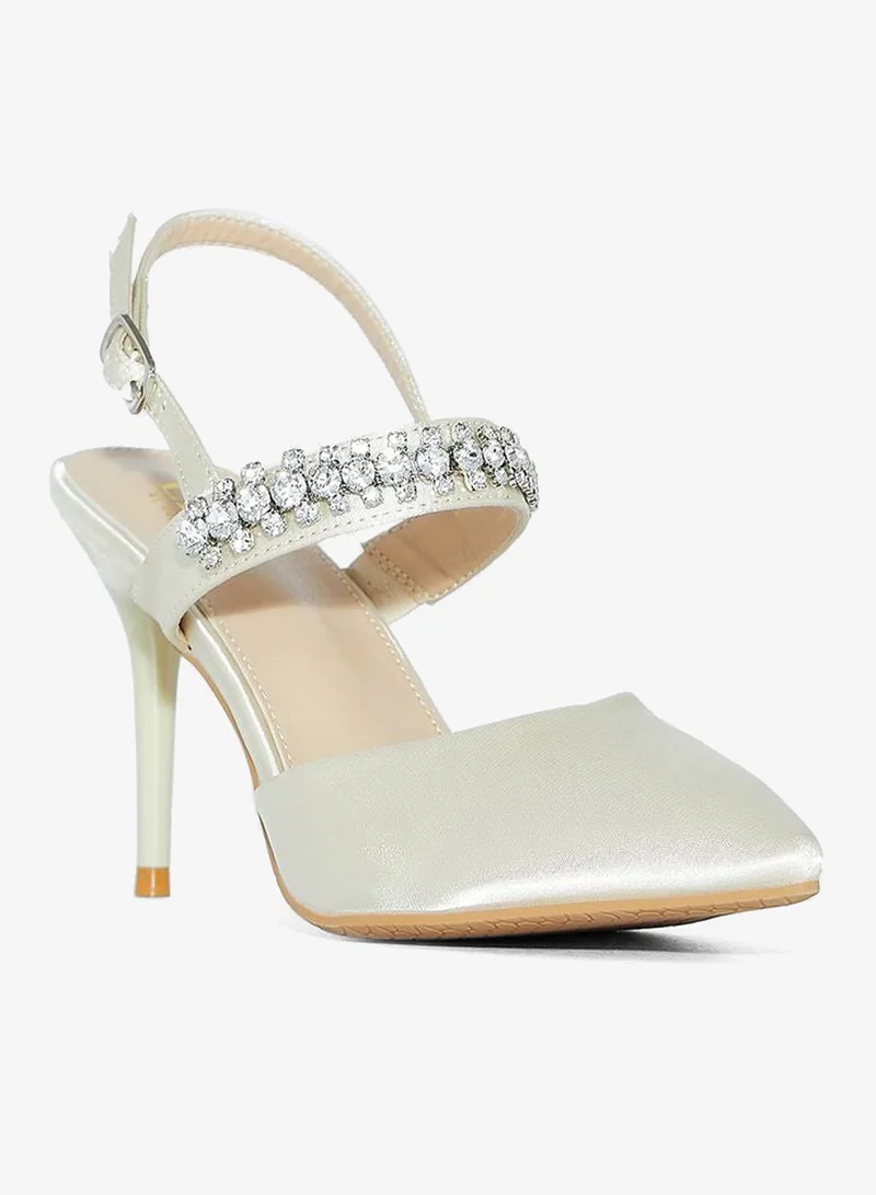 Ella Limited Edition Jewelled Strap Satin Pointed Pump