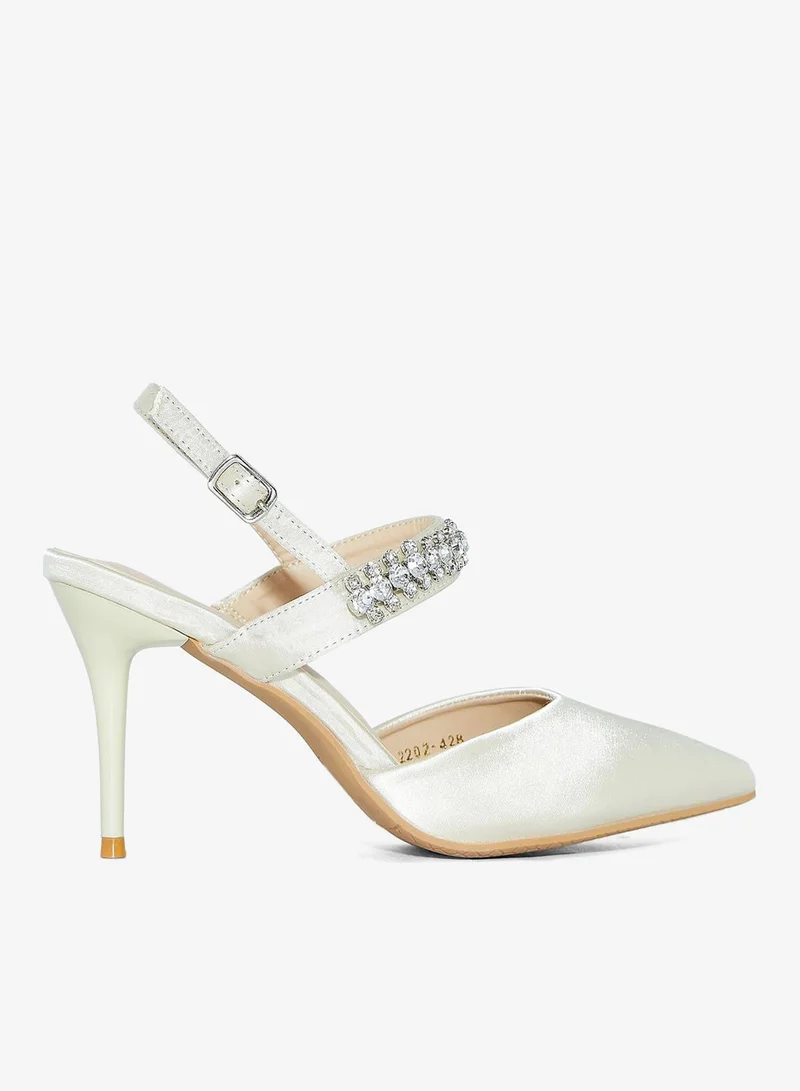 Ella Limited Edition Jewelled Strap Satin Pointed Pump