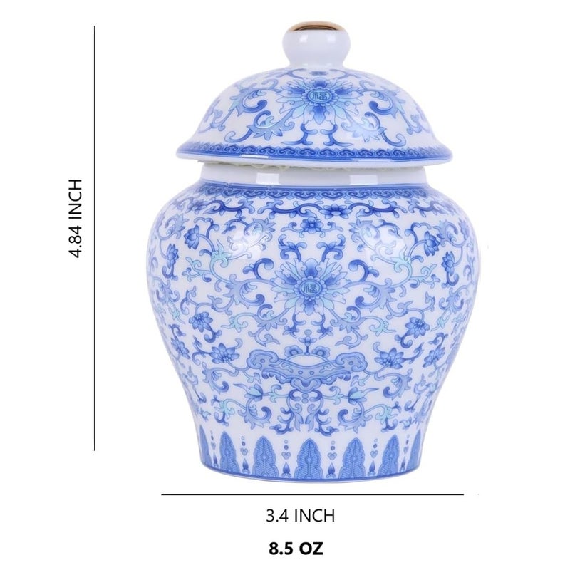 ZPGXLRZ 2 Pcs Chinoiserie Blue and White Porcelain Mini Ceramic Ginger Jars with Lid Ancient Chinese,Oriental Style,Decorative and Storage Jars - Image 4