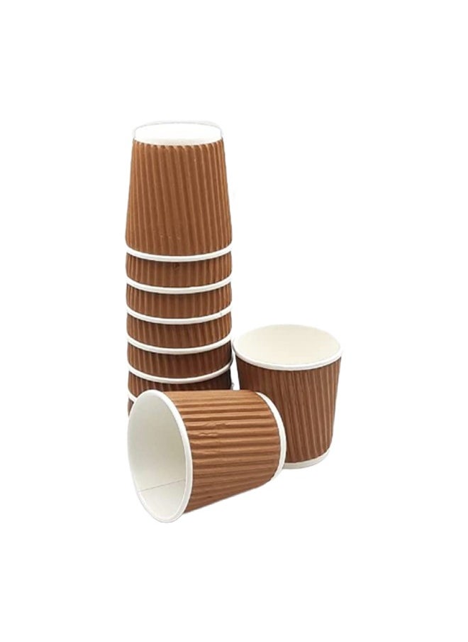 SNH Packing - Disposable Ripple Cup Brown 4 Ounce Without Lid - Kraft Hot Tea, Coffee, Kahwa, Hot Drinks & Natural Brown - 10 Pieces. - Image 1