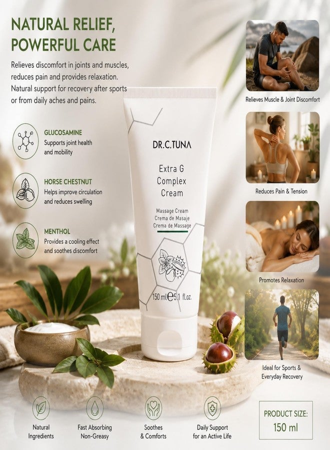 FARMASi Dr. C. Tuna Extra G Complex Massage Cream, Glucosamine, Horse Chestnut & Menthol Cooling Body Massage Cream, Fast Absorbing Non-Greasy Formula, 5.1 fl oz - Image 3