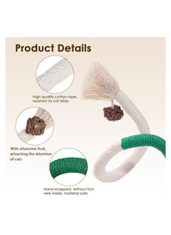 SYOSI 3 PCS Cotton Rope Cat Toys for Indoor Cats Cat Chew Toy for Teeth Cleaning Interactive Cat Rope Toys with Silvervine Fruit for Cats and Kittens Handmade Pet Chew Toys for Teeth Cleaning  - Image 3