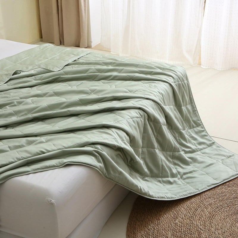 EP Mode Lightweight Quilt Blanket for Summer, Viscose from Bamboo Fabric & Filling, Natural, Breathable & Machine Washable- Sage Green, Twin - Image 1