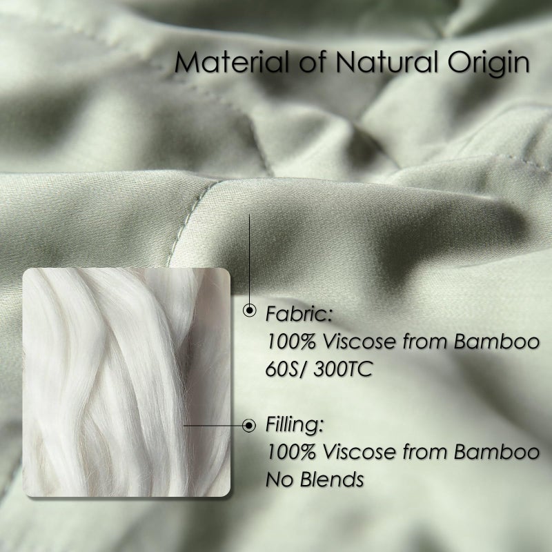 EP Mode Lightweight Quilt Blanket for Summer, Viscose from Bamboo Fabric & Filling, Natural, Breathable & Machine Washable- Sage Green, Twin - Image 4