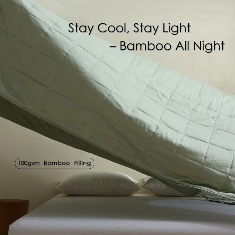 EP Mode Lightweight Quilt Blanket for Summer, Viscose from Bamboo Fabric & Filling, Natural, Breathable & Machine Washable- Sage Green, Twin - Image 2