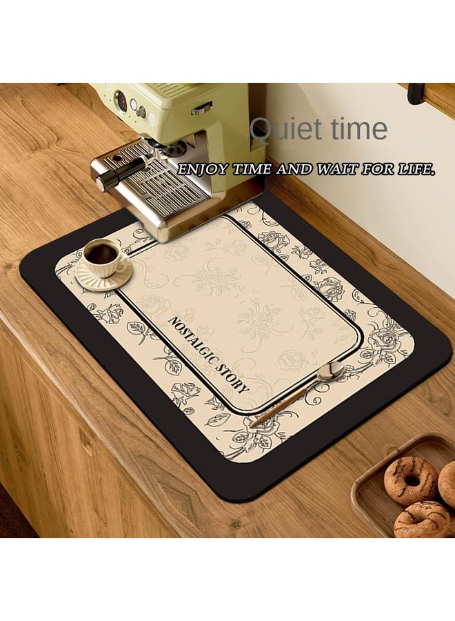Bluejw American Retro Style Kitchen Draining Pad Water Absorbent Quick-drying Tableware Pad Bar Counter Heat Insulation Pad Coffee Machine Draining Pad In Stock  - Image 2