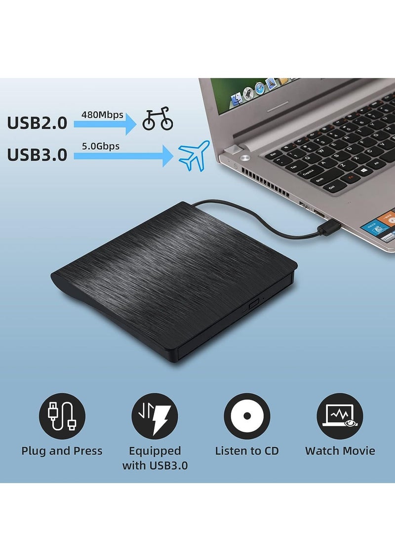 External DVD, CD Drive, USB 3.0 Slim Portable CD DVD +,-RW Drive, External DVD-CD ROM Writer for Laptop or Desktop Compatible with Windows XP7, 8, 10, Mac OS, Linux - Image 5