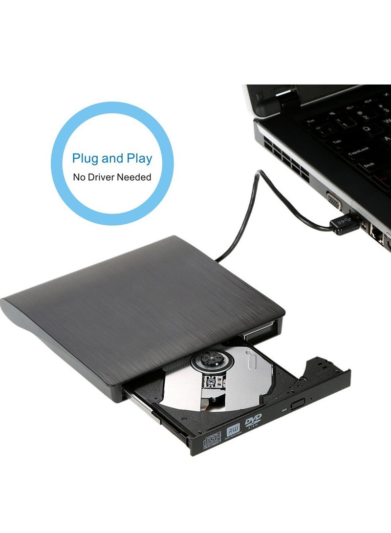 External DVD, CD Drive, USB 3.0 Slim Portable CD DVD +,-RW Drive, External DVD-CD ROM Writer for Laptop or Desktop Compatible with Windows XP7, 8, 10, Mac OS, Linux - Image 1