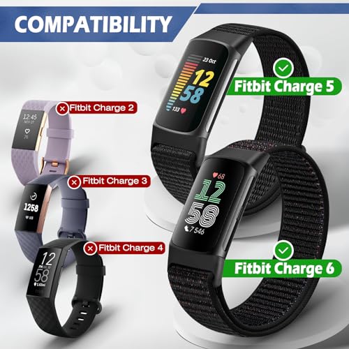 AVOD Sport Loop Nylon Watch Bands Compatible with Fitbit Charge 6/Charge 5 for Women Men, Adjustable Breathable Replacement Soft Nylon Loop Wristband for Fitbit Charge 6/Fitbit Charge 5 - Image 3