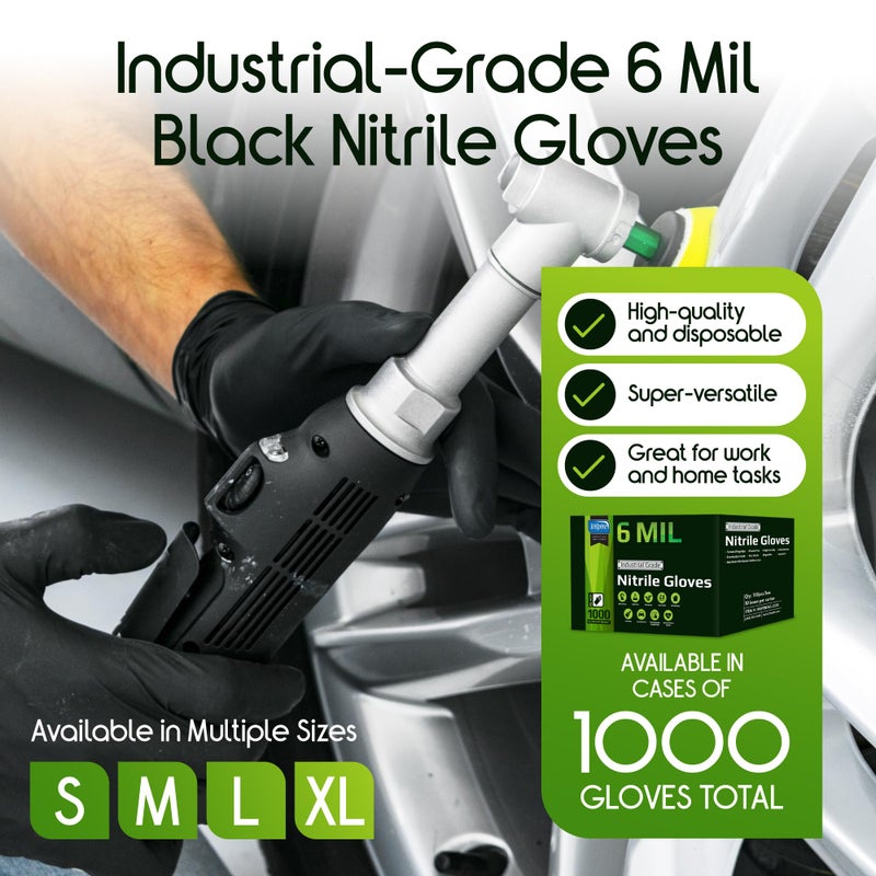 Inspire HEAVY DUTY 6Mil ORIGINAL Quality Stretch Nitrile Gloves Black Disposable Latex Free | Food, Industrial, Mechanic Tattoo (6Mil Black, Medium) - Image 2