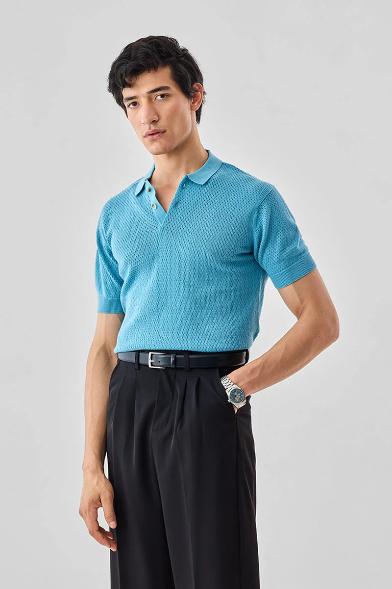 SNITCH 100% Mercerized Cotton Flat Knit Polo T-Shirt