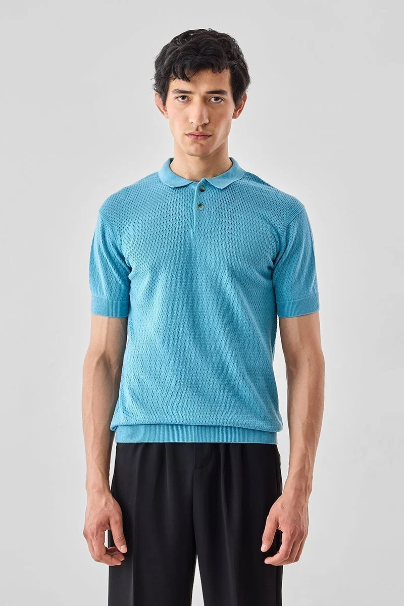 SNITCH 100% Mercerized Cotton Flat Knit Polo T-Shirt