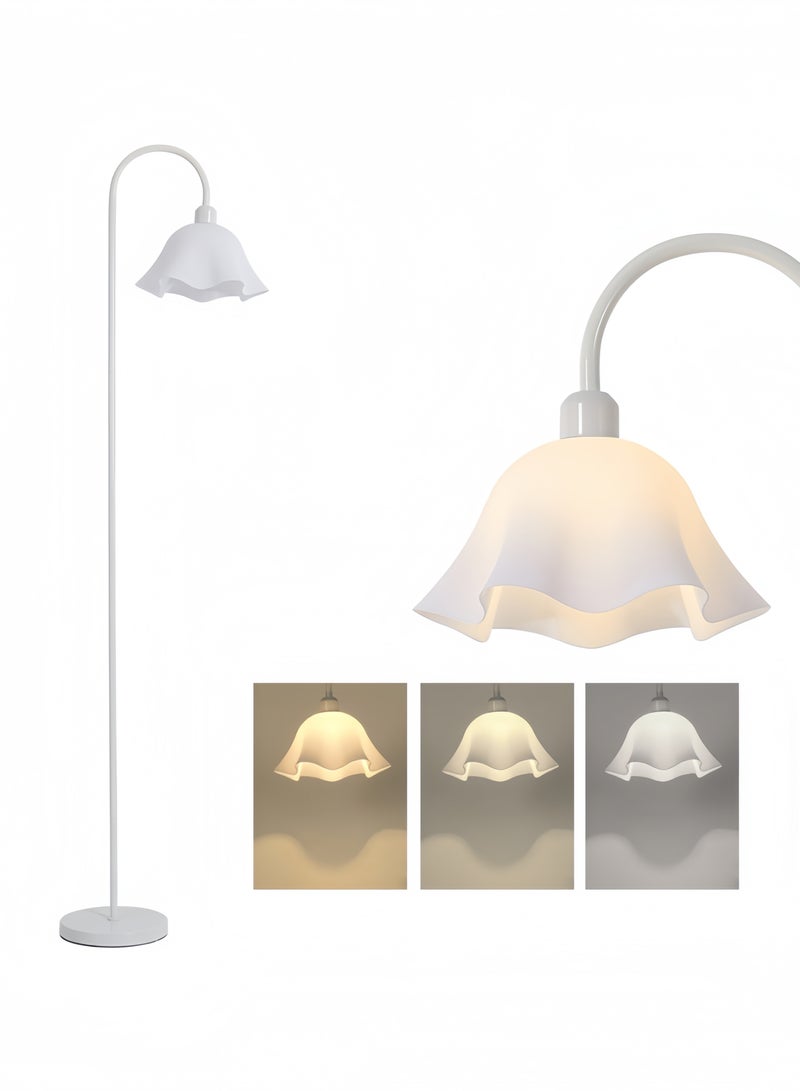 GGEROU مصباح أرضي لغرفة المعيشة مع 3 درجات حرارة للألوان، مصباح أرضي على شكل زهرة، مصباح قائم عتيق لغرفة النوم، المكتب، غرفة الدراسة - Image 1