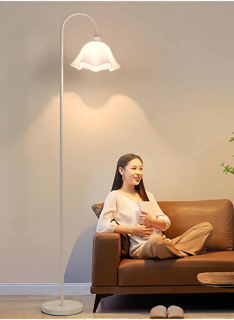 GGEROU مصباح أرضي لغرفة المعيشة مع 3 درجات حرارة للألوان، مصباح أرضي على شكل زهرة، مصباح قائم عتيق لغرفة النوم، المكتب، غرفة الدراسة - Image 3