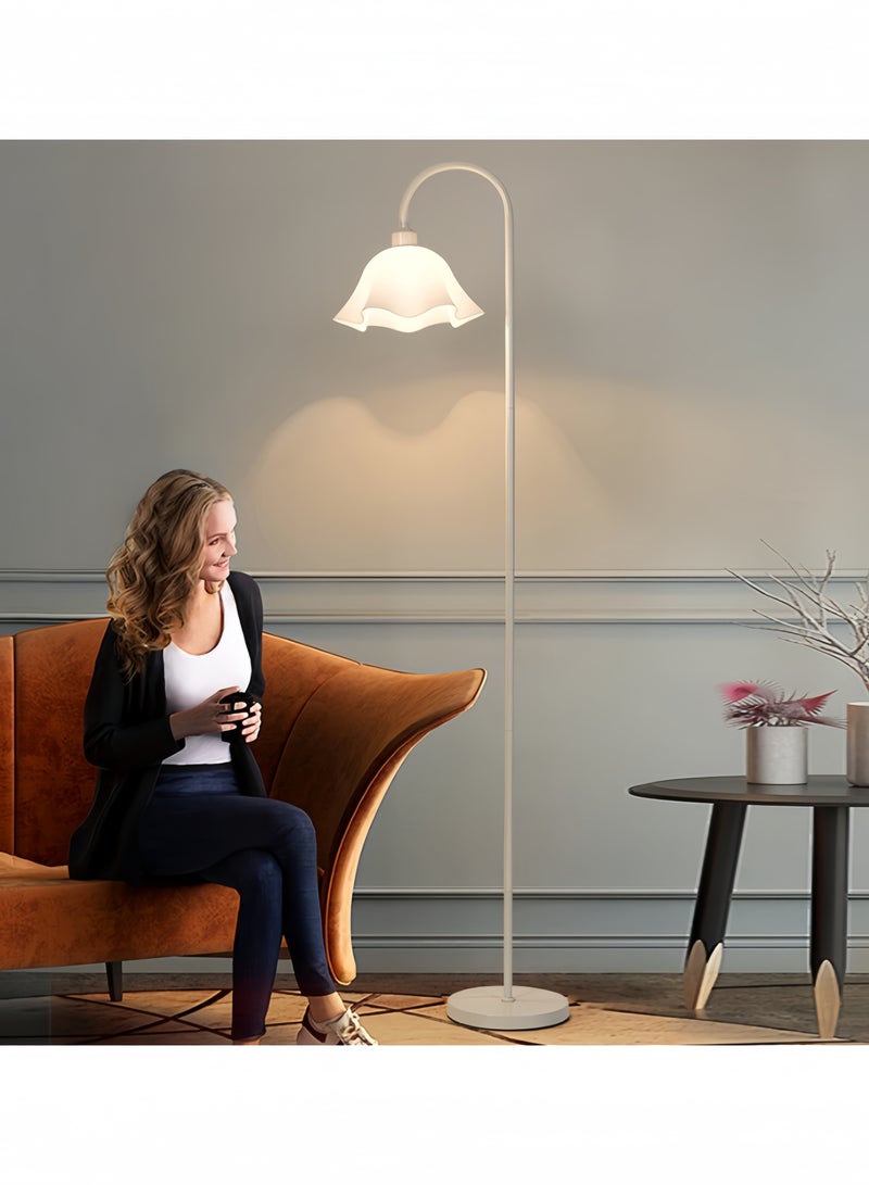 GGEROU مصباح أرضي لغرفة المعيشة مع 3 درجات حرارة للألوان، مصباح أرضي على شكل زهرة، مصباح قائم عتيق لغرفة النوم، المكتب، غرفة الدراسة - Image 2