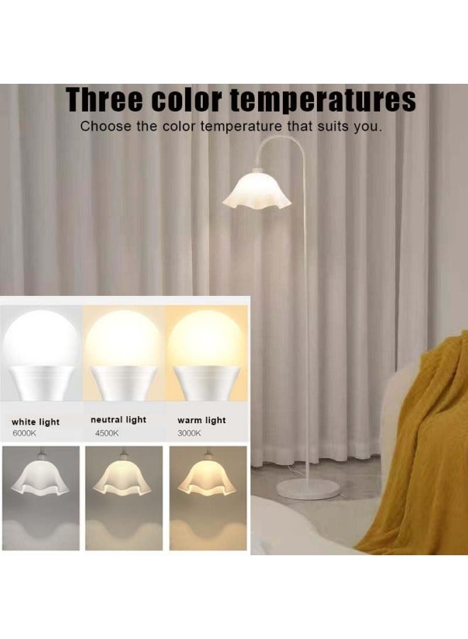 GGEROU مصباح أرضي لغرفة المعيشة مع 3 درجات حرارة للألوان، مصباح أرضي على شكل زهرة، مصباح قائم عتيق لغرفة النوم، المكتب، غرفة الدراسة - Image 5