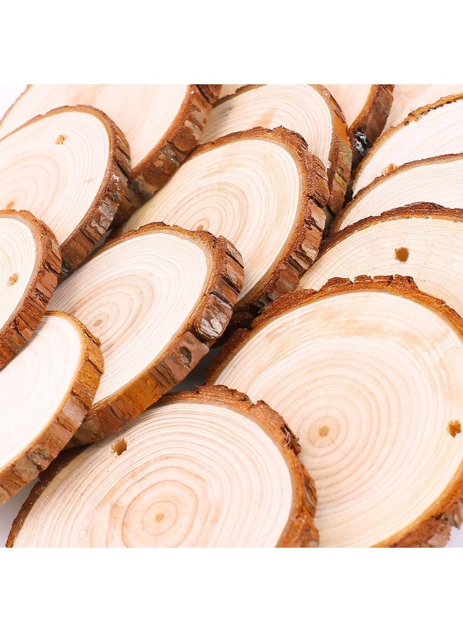Fuyit Natural Wood Slices 25 Pcs 3.1-3.5 Inches Craft Wood Kit Unfinished Predrilled With Hole Wooden Circles Tree Slices For Arts And Crafts Christmas Ornaments Diy Crafts - Image 3