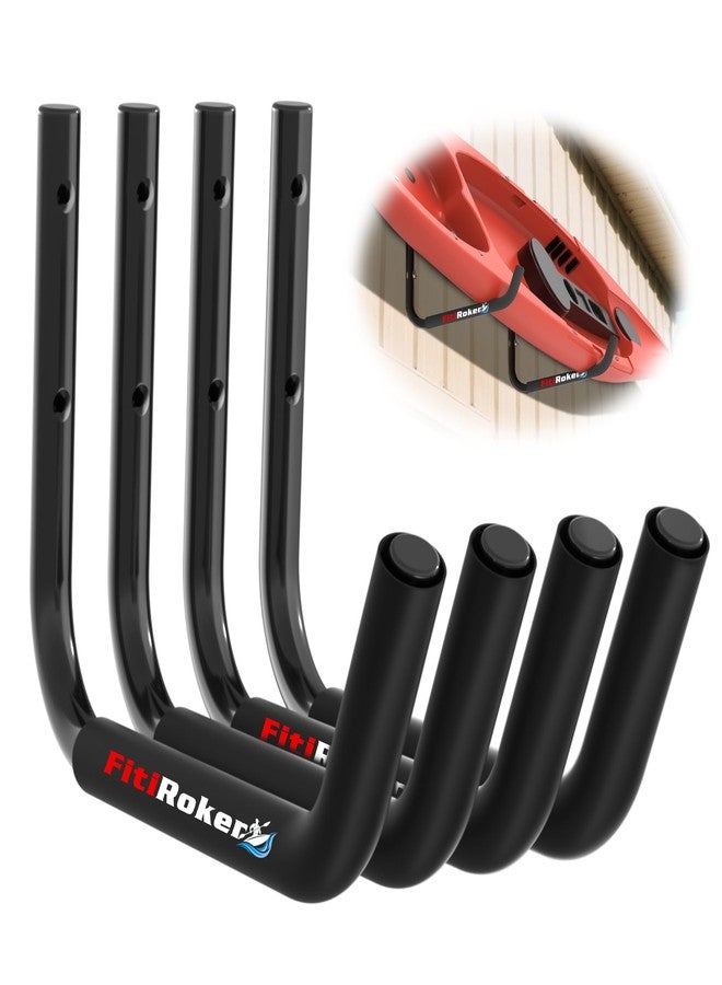 FitiRoker Heavy-Duty Kayak Wall Hooks - Space-Saving J-Style Storage Rack with Foam Padding, Optional Safety Strap or Fabric Cover, Wall-Mounted Hangers for Kayaks, SUPs (Round Tube) - Image 2