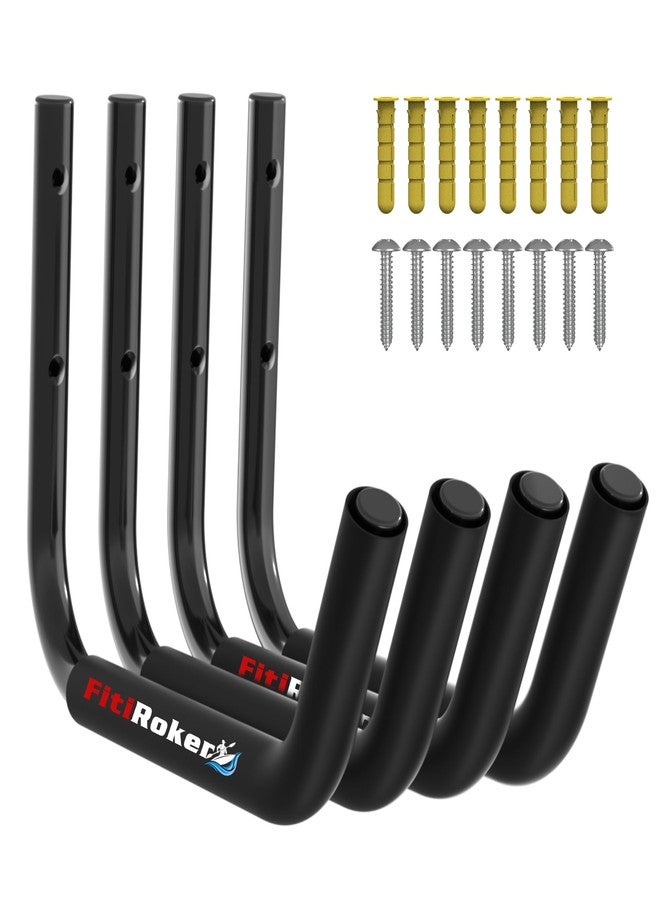 FitiRoker Heavy-Duty Kayak Wall Hooks - Space-Saving J-Style Storage Rack with Foam Padding, Optional Safety Strap or Fabric Cover, Wall-Mounted Hangers for Kayaks, SUPs (Round Tube) - Image 1