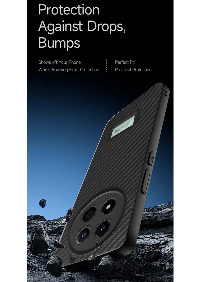 Wtech Honor X9c 5G 2024 / Honor Magic7 Lite 5G 2025 Liquid Silicone Carbon Fiber Texture Case Cover - Black - Image 3