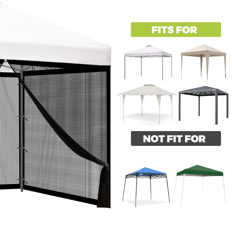 Flagly 10x10 ft Mosquito Netting for Pop Up Canopy, Universal Bug Screen Tent Enclosure, Outdoor Canopy Mesh Net with Zipper Doors for Camping, Patio, Backyard (Netting Onlyï¼ŒBlack) - Image 5