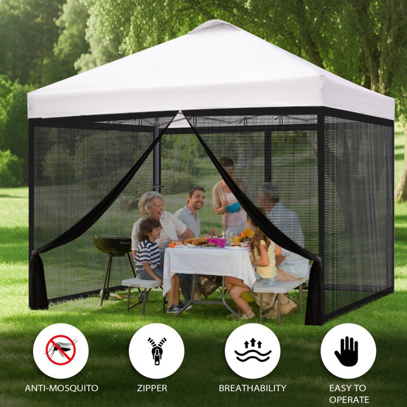 Flagly 10x10 ft Mosquito Netting for Pop Up Canopy, Universal Bug Screen Tent Enclosure, Outdoor Canopy Mesh Net with Zipper Doors for Camping, Patio, Backyard (Netting Onlyï¼ŒBlack) - Image 3