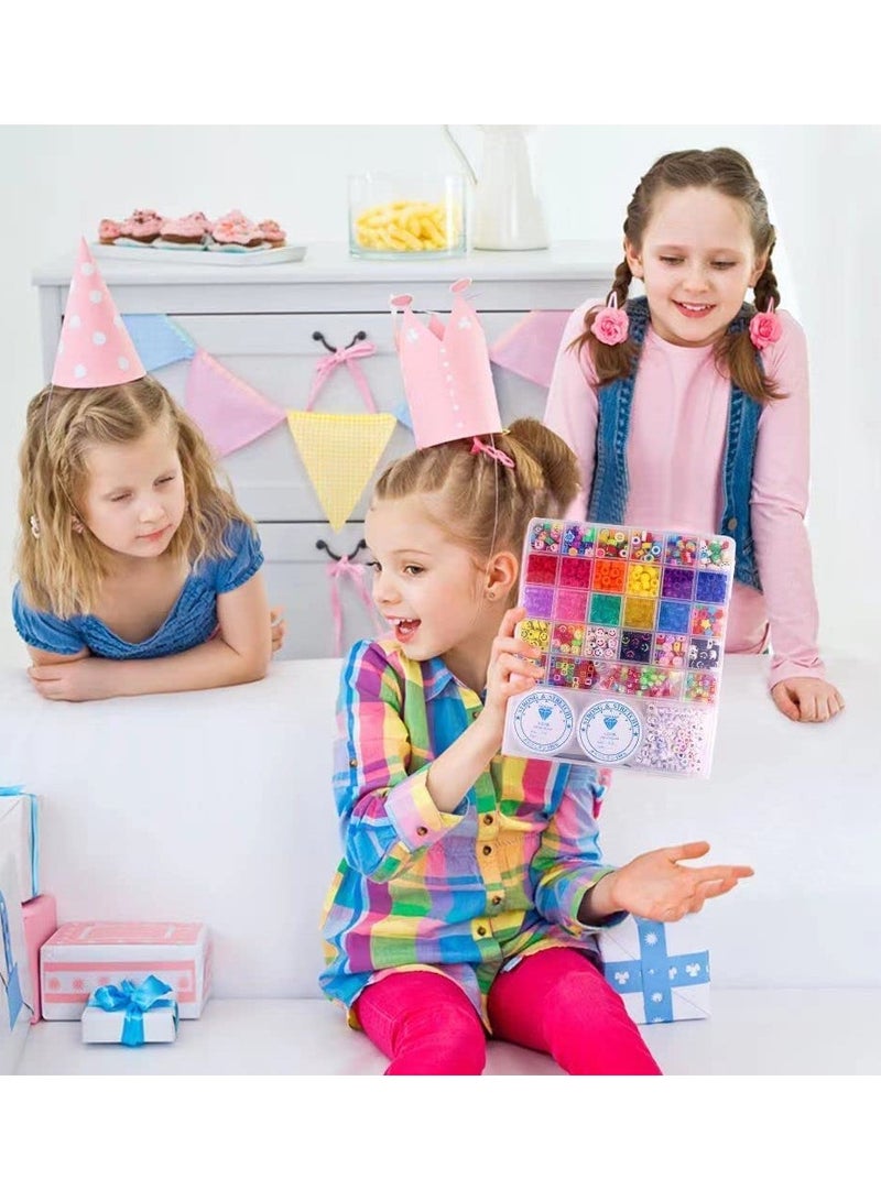 SYOSI Bracelet Making Kit Pony Beads fruite Flower Polymer Clay Beads Smile Face Beads Letter Beads for Jewelry Making, DIY Arts Earring and Crafts Gifts for Girls Age 6 7 8 9 10 12 - Image 5