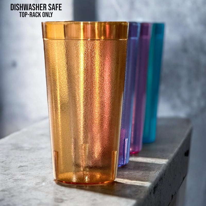 Oojami Set of 8 Plastic Tumblers, 20-Ounce Reusable Cups, BPA-Free & Shatterproof, Stackable Restaurant-Style Drinking Glasses for Water, Juice, and Everyday Use, Dishwasher Safe 20 oz - Image 4