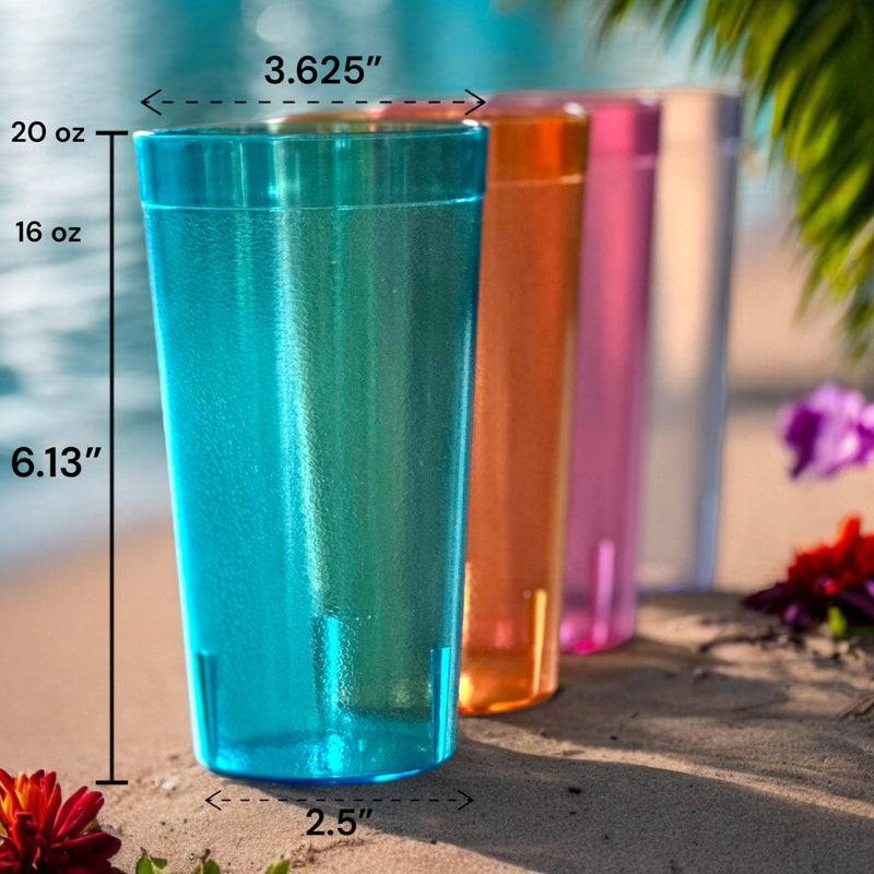 Oojami Set of 8 Plastic Tumblers, 20-Ounce Reusable Cups, BPA-Free & Shatterproof, Stackable Restaurant-Style Drinking Glasses for Water, Juice, and Everyday Use, Dishwasher Safe 20 oz - Image 5