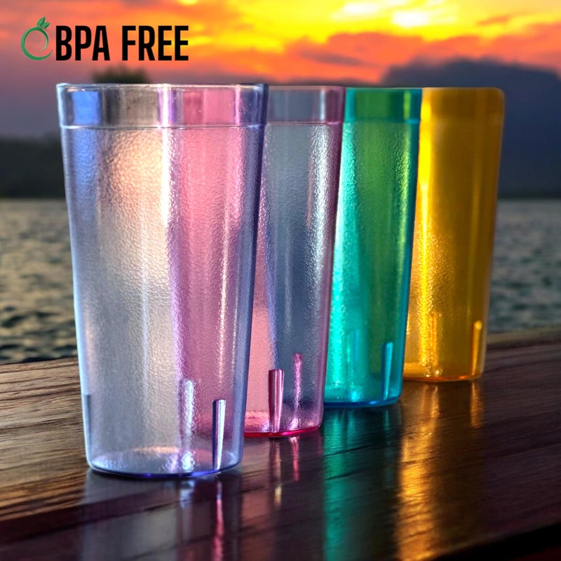 Oojami Set of 8 Plastic Tumblers, 20-Ounce Reusable Cups, BPA-Free & Shatterproof, Stackable Restaurant-Style Drinking Glasses for Water, Juice, and Everyday Use, Dishwasher Safe 20 oz - Image 3