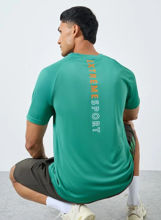Raglan Sleeve Core Athleisure T-Shirt with Back Print