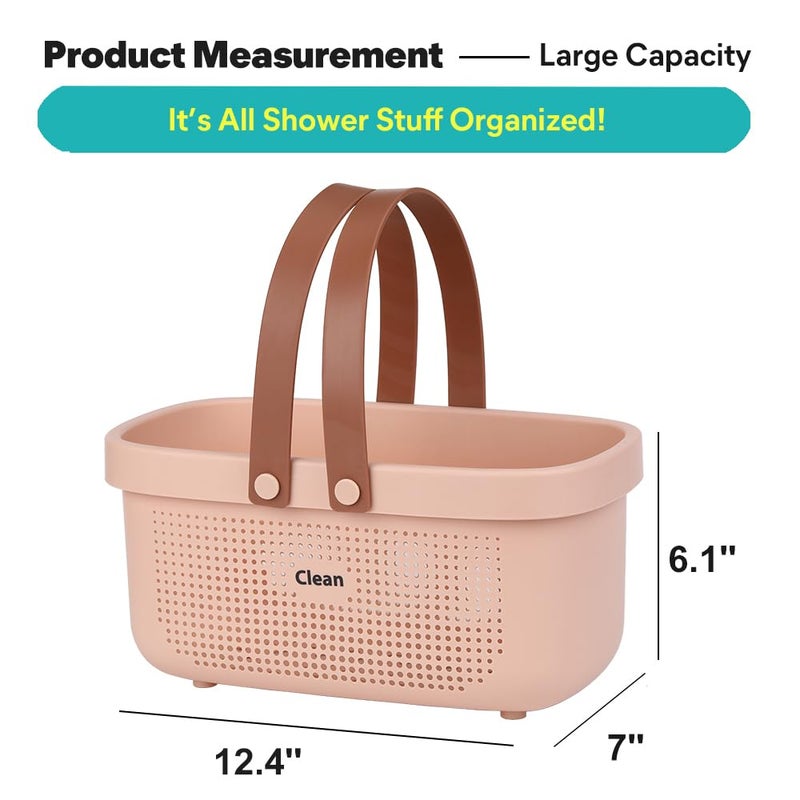 Laigoo Plastic Shower Caddy Basket, Large Bathroom Caddy Organizer with Handles, Portable Storage Basket Tote for College Dorm Essentials, Bathroom, Gym, Travel, Camping, Makeup Organizer, Pink - Image 4