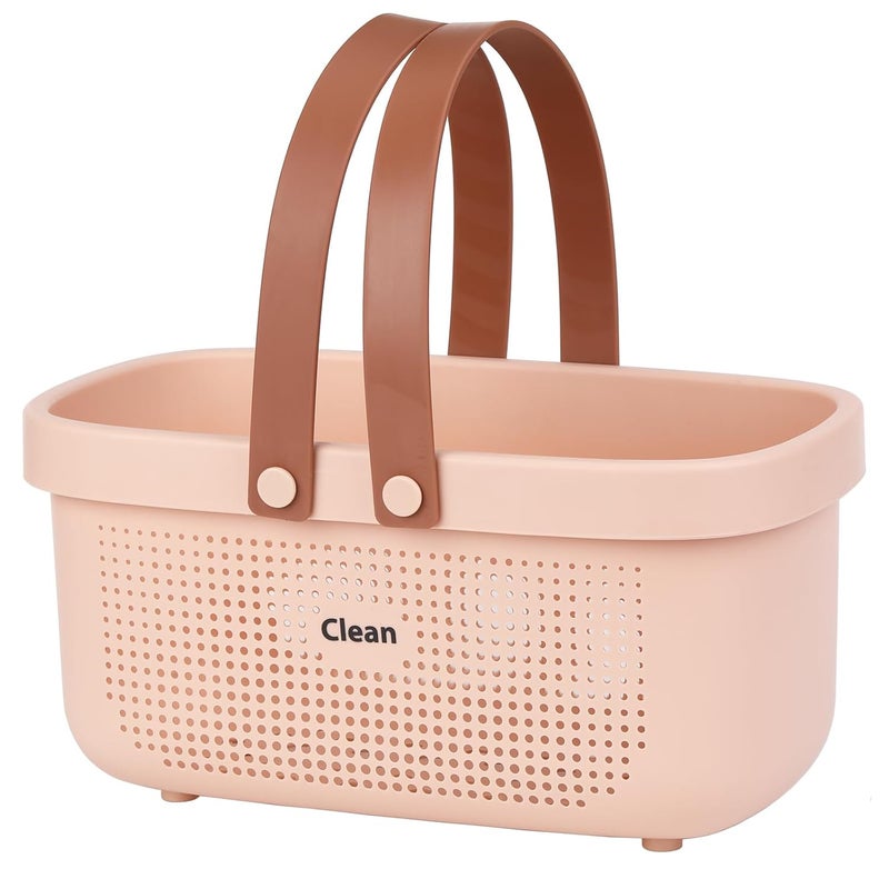 Laigoo Plastic Shower Caddy Basket, Large Bathroom Caddy Organizer with Handles, Portable Storage Basket Tote for College Dorm Essentials, Bathroom, Gym, Travel, Camping, Makeup Organizer, Pink - Image 1