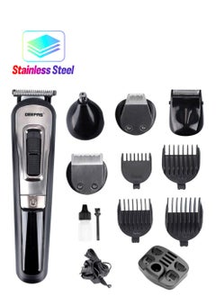 GEEPAS 11-IN-1 Rechargeable Grooming Set- GTR8300| With 6 Interchangeable Heads and 4 Comb Attachments| Includes a Charging Stand| Prefect for Home and Professional Styling| Black  - Image 1